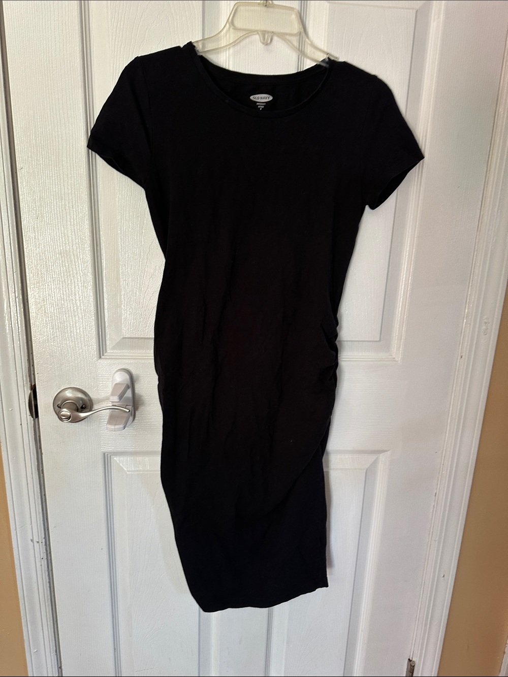 Maternity Black Crewneck Short-Sleeve Bodycon Dress